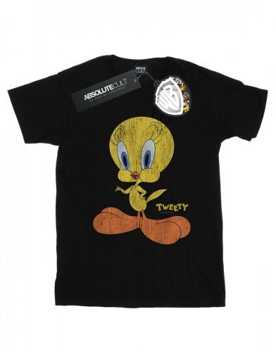 Looney Tunes Girls Tweety Pie Distressed Cotton T-Shirt