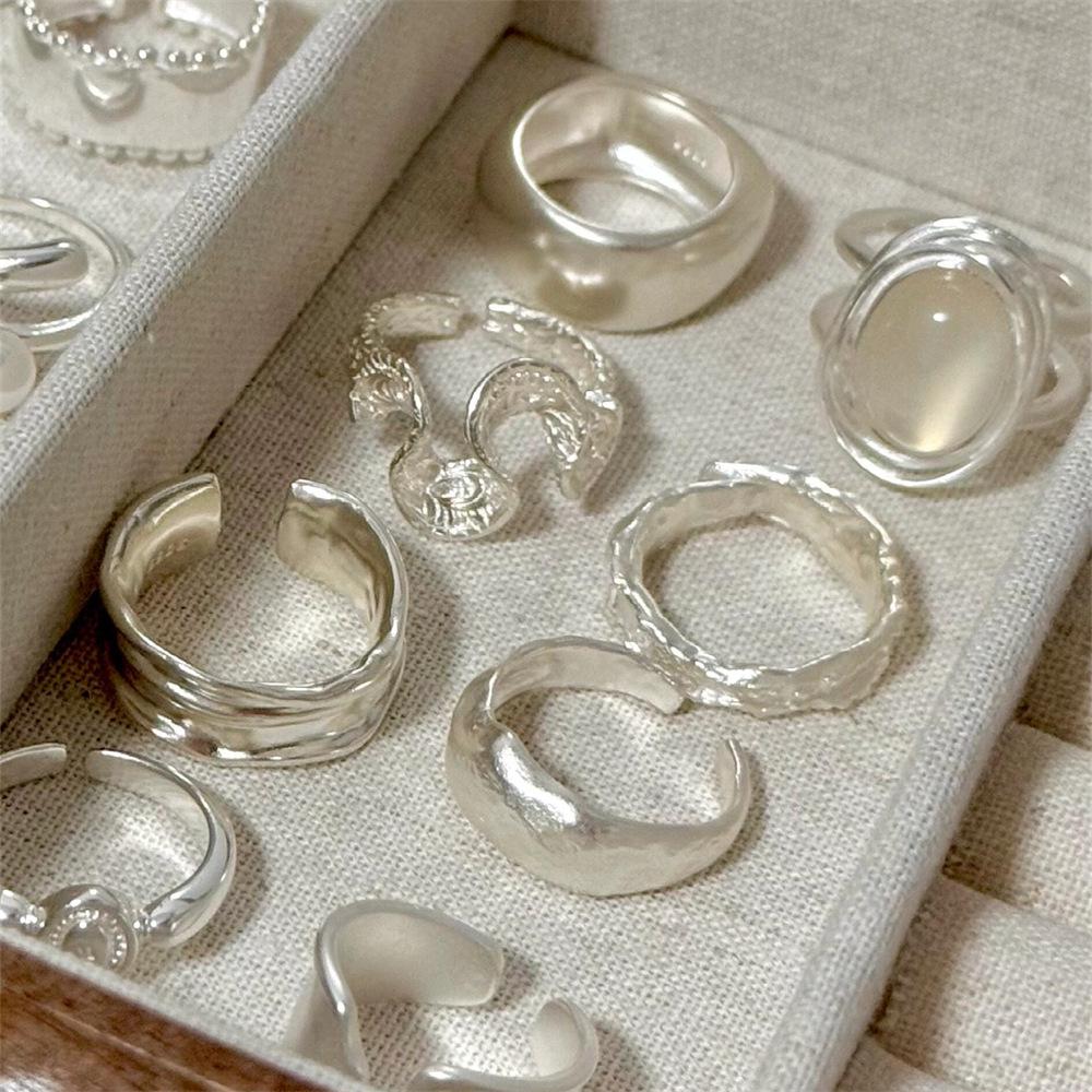 «Корейское регулируемое женское кольцо из стерлингового серебра 925 пробы – не выцветает, легкая роскошь, высококачественный, универсальный дизайн»