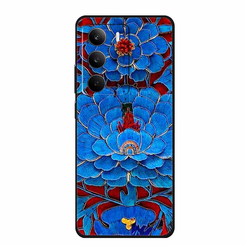 3D Тисненый Чехол Для Realme C75 4G 5G C75x V70 V70s 14x Realme C71 4G Чехол C 75 71 Чехол Цветок Черный Силикон Мягкая Задняя Крышка Сумка