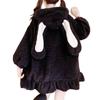 RONGUI Fluffy Bunny Ear Rabbit Cosplay Costume for Adults and Halloween Women's Hoodie, Idols, (Size M, Black)