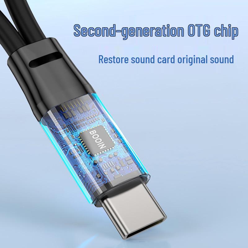 Кабель адаптера OTG: Звуковая карта Type-C к USB для прямой трансляции с двойной зарядкой Type-C