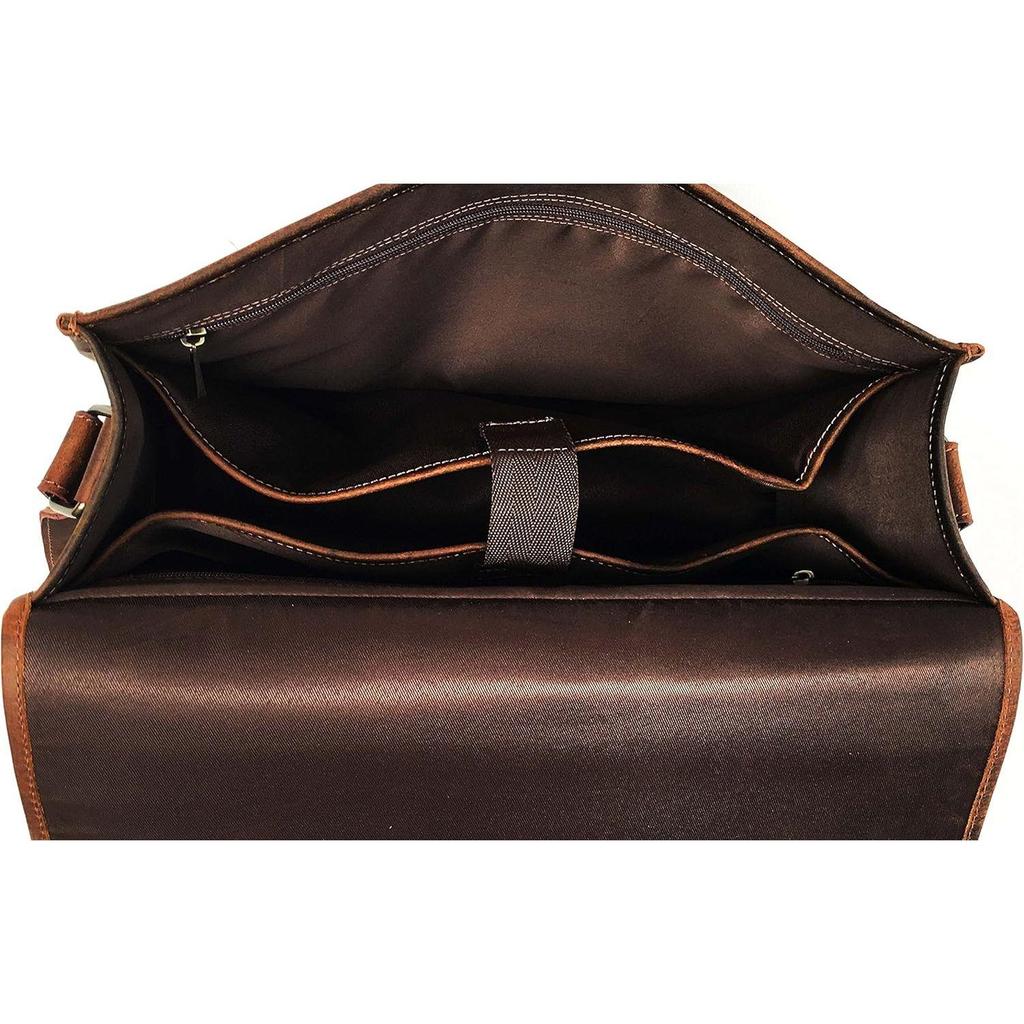 Leather 16 Inch Leather Vintage Rustic Crossbody Messenger Courier Satchel Bag Gift Men Women Briefcase Carry Laptop