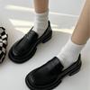 Платформа униформа новые мокасины японские маленькие кожаные туфли женские осенние ретро черные британский стиль одиночные туфли повседневные
