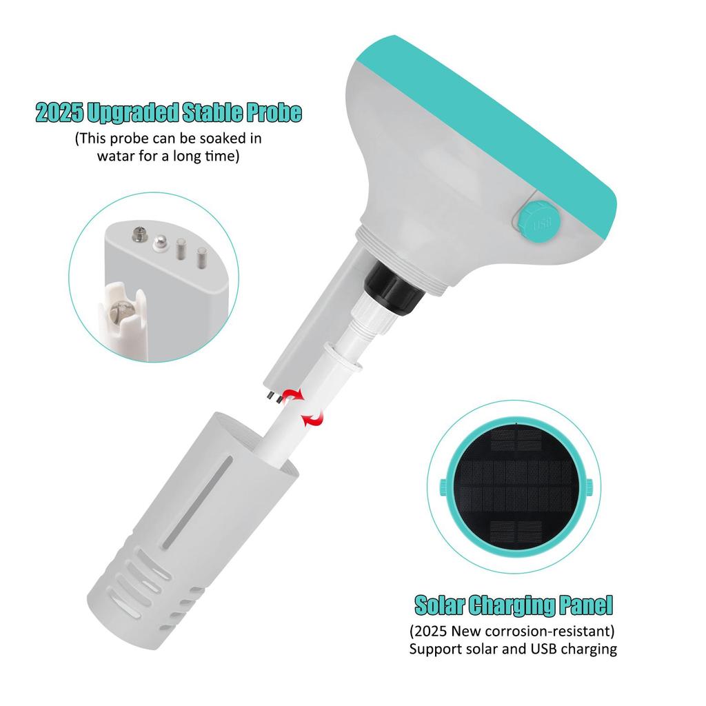 Smart Pool Monitor With Solar Charging WiFi&Zigbee App Control PH TDS EC ORP Salt Temperature Monitoring For Swimming Pool