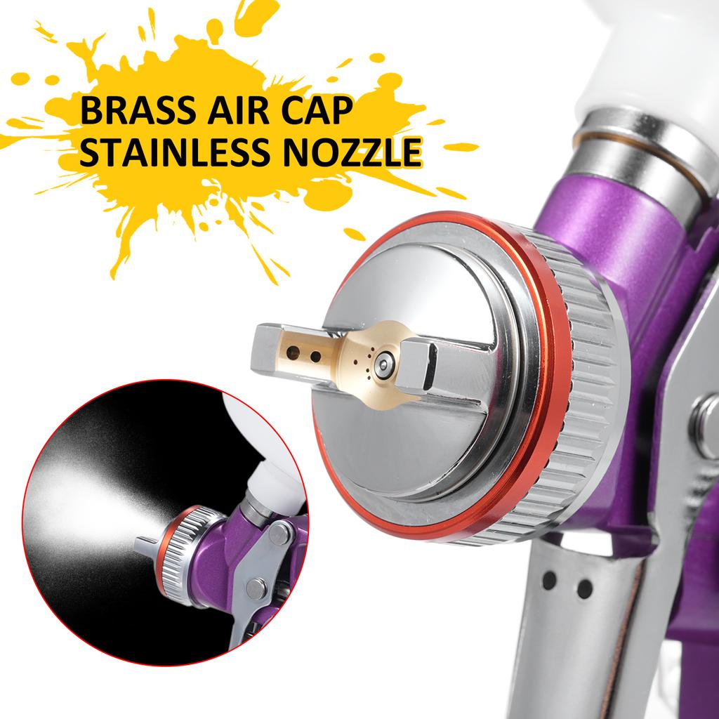 Профессиональный распылитель воздушной краски большого объема с гравитационной подачей и низким давлением с соплом 1,3 мм и объемом 600 куб.см.