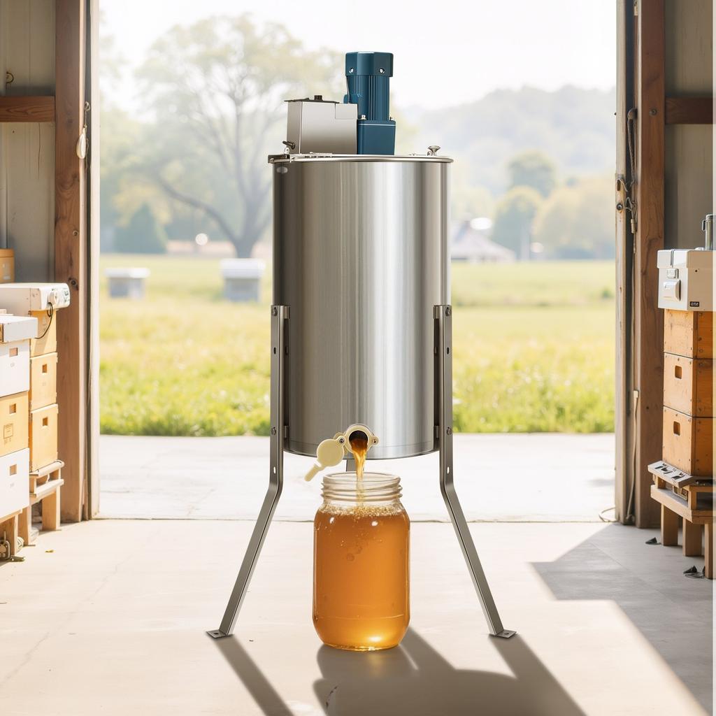 VEVOR Electric Honey Extractor, 3 Frame Honey Spinner with Transparent Lid, 140W Stainless Steel Honeycomb Drum Spinner, Height Adjustable