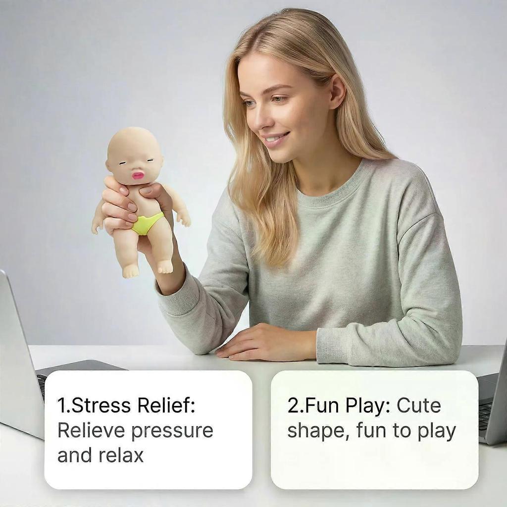 Squeeze Stress Doll Toys, Cute Little Baby Doll Fidget Toys, Stress Relief Sensory Squishy Toys for Kids Adults