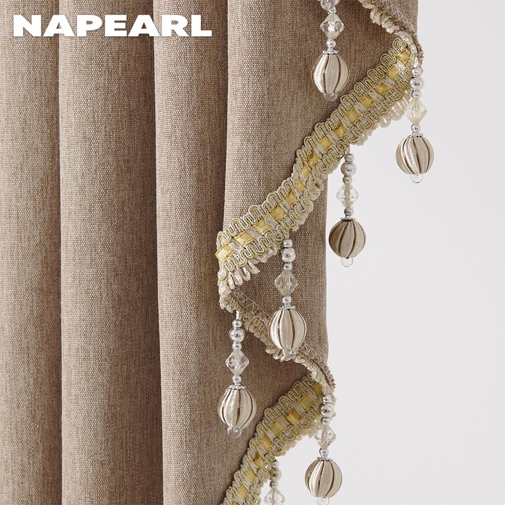1 шт. NAPEARL, модная и роскошная однотонная занавеска с окантовкой из бисера для гостиной, окна, балдахин для спальни