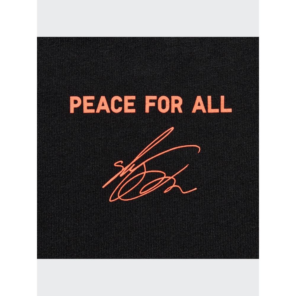Uniqlo Футболка с принтом «Peace For All» с коротким рукавом, стандартный крой Синго Куниеда