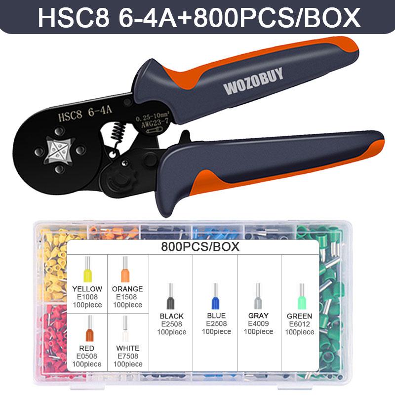 WOZOBUY Hexagonal Self-Adjustable Ratchet,Ferrule Crimping Tool Kit, Crimper Kit with 400/800/1200/1800/1900pcs Wire Terminals