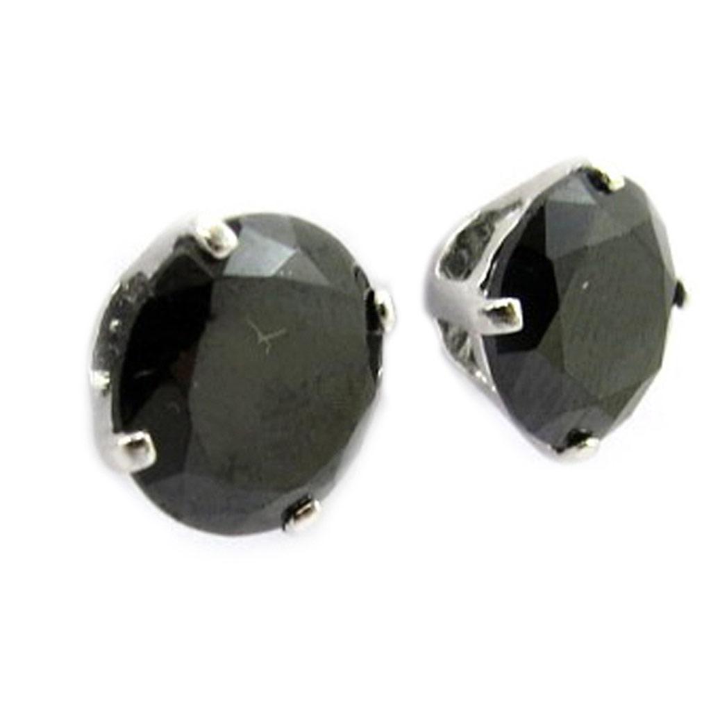 Les Trésors De Lily [L6317] - Silver Black 'Essentiel' Silver Earrings (rhodium-plated) - 8 Mm
