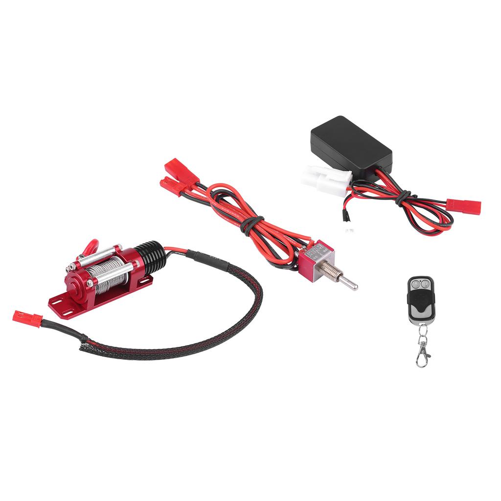 RC Car Winch, 1/10 Scale RC Crawler Vehicle Car Accessory Metal Winch with Remote Control for / / / / / SCX10 / D90 /