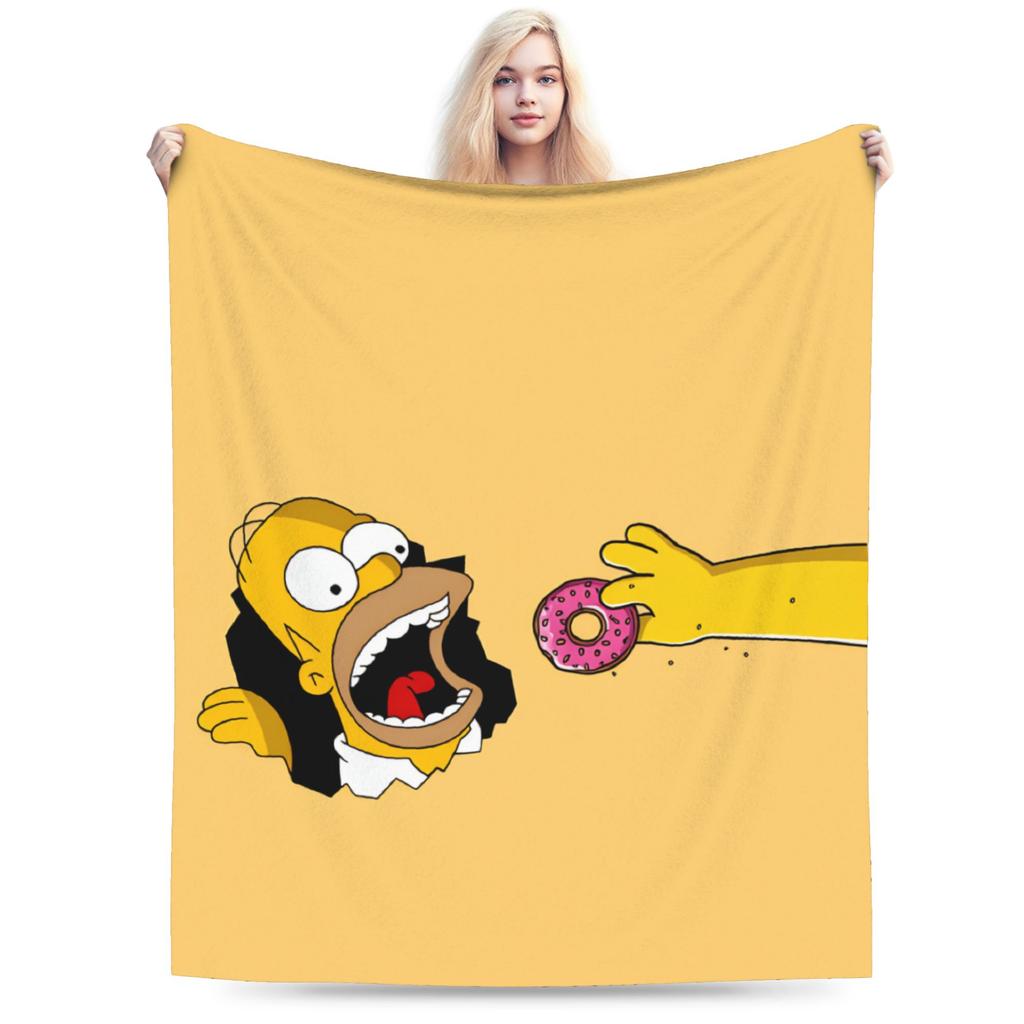 S-Simpsons Lisa Yellow Star Pattern Blankets Quality Soft Cozy Bedding Throws Winter Picnic Couch Bed Funny Bedspread