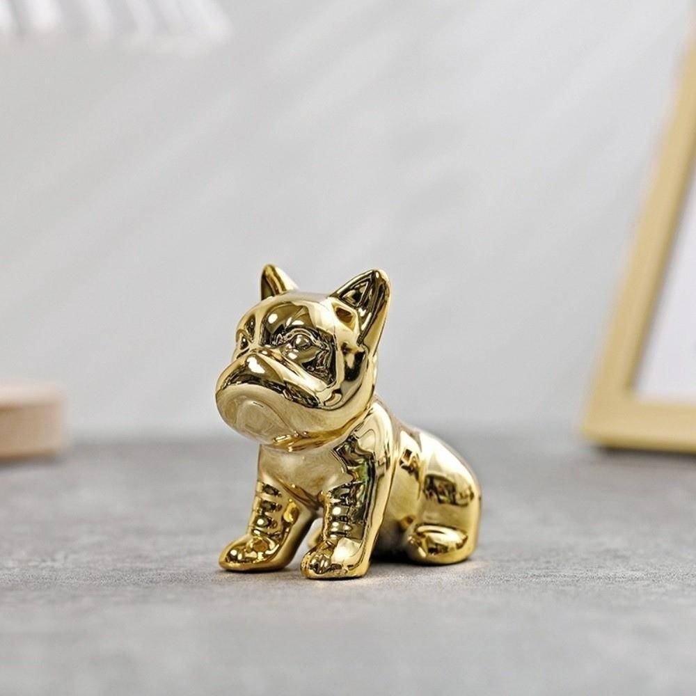 Electroplated French Bulldog Figurine Glossy Finish Jewelry Rack Gifts Animal Ornament Home Office