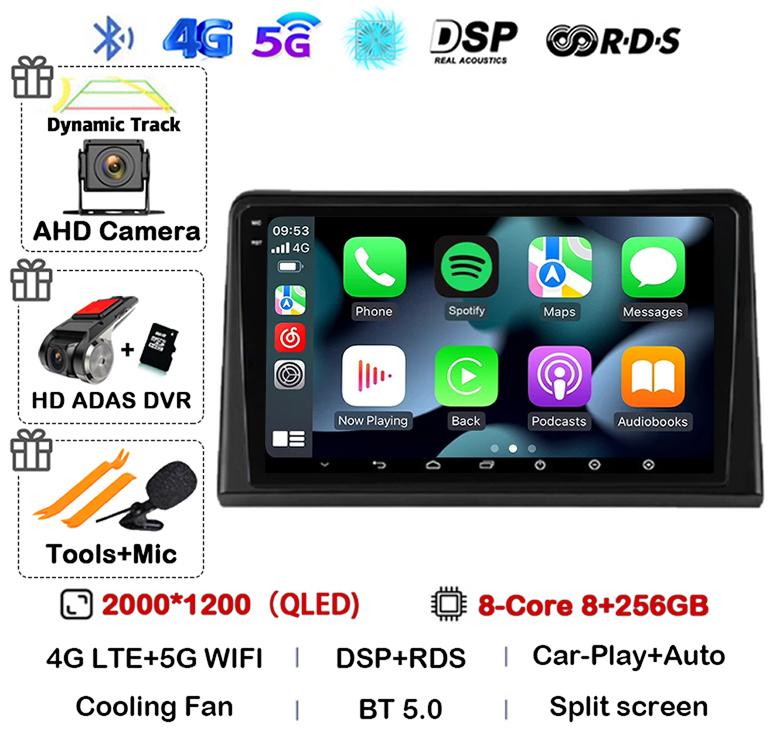 Android 14 Carplay Auto Автомагнитола для Renault Express 2021 Мультимедийный видеоплеер GPS-навигация Авторадио 360 Камера Стерео