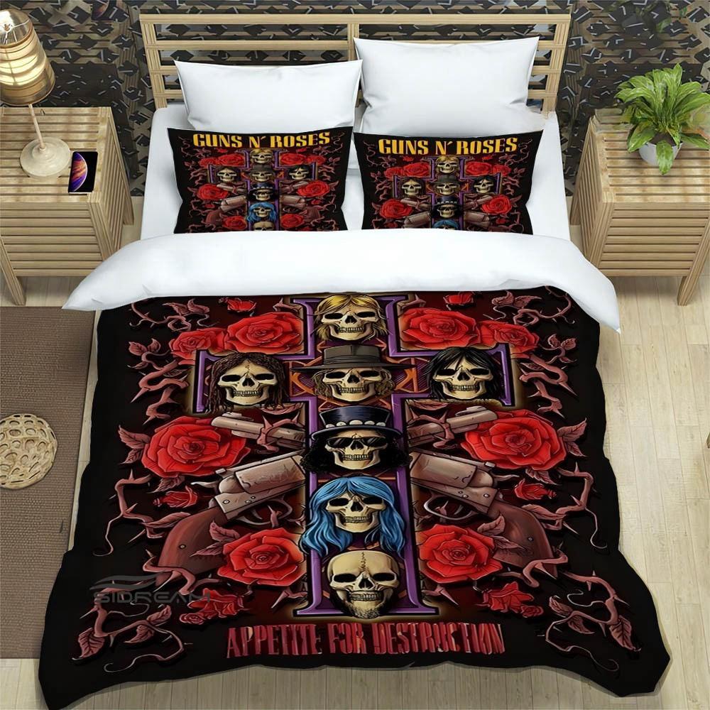 Rock Band Guns N Roses Роскошный Комплект Постельного Белья Пододеяльник Одеяло Изысканные Постельные Принадлежности Подарок на День Рождения
