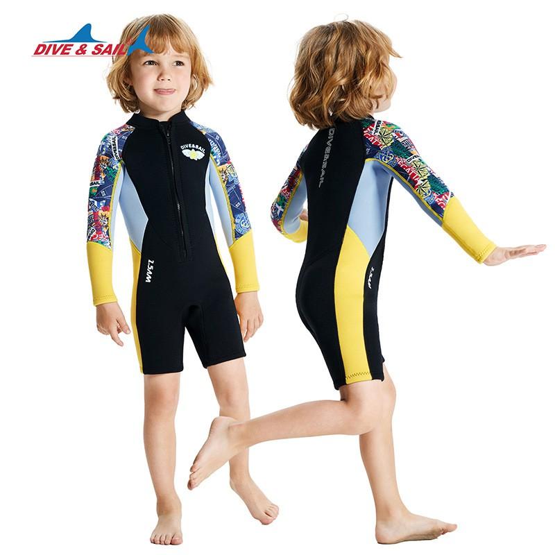 Kids 2.5mm Neoprene Wetsuit Full Body Long Sleeve Snorkeling Surfing Swimming Warmth Protection