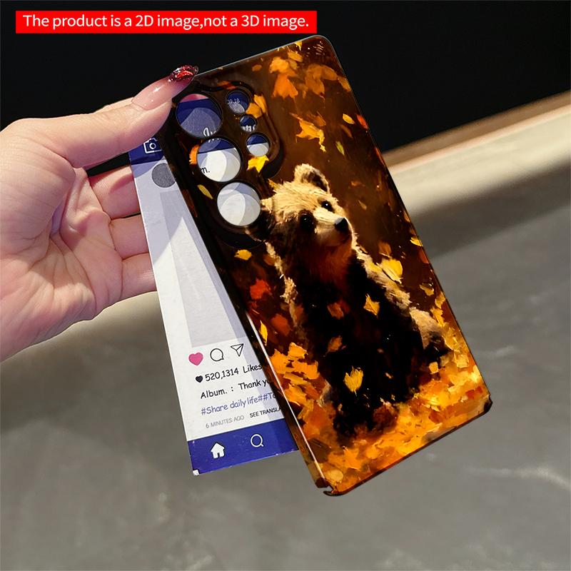 2DFlat Samsung phone case Autumn Bear Amid Falling Leaves Applicable to Galaxy S23 S24 S25ULTRA S26 A12 A14 A15 A16 A54 A55