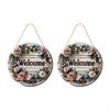 2Pcs Entryway Signage Floral Design Wall Sign 7.87inch Wood Plaque for Office Window