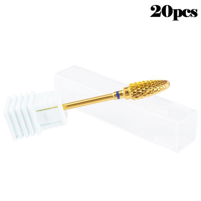 20 шт. вольфрамовые сверла для ногтей, маникюрная дрель для машинного удаления гель-лака, фреза, аксессуары для фрез, пилочки для ногтей, буфер