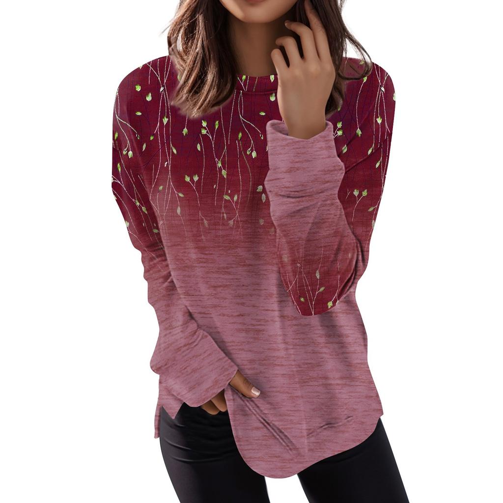 Женский повседневный модный пуловер с длинным рукавом и круглым вырезом с принтом