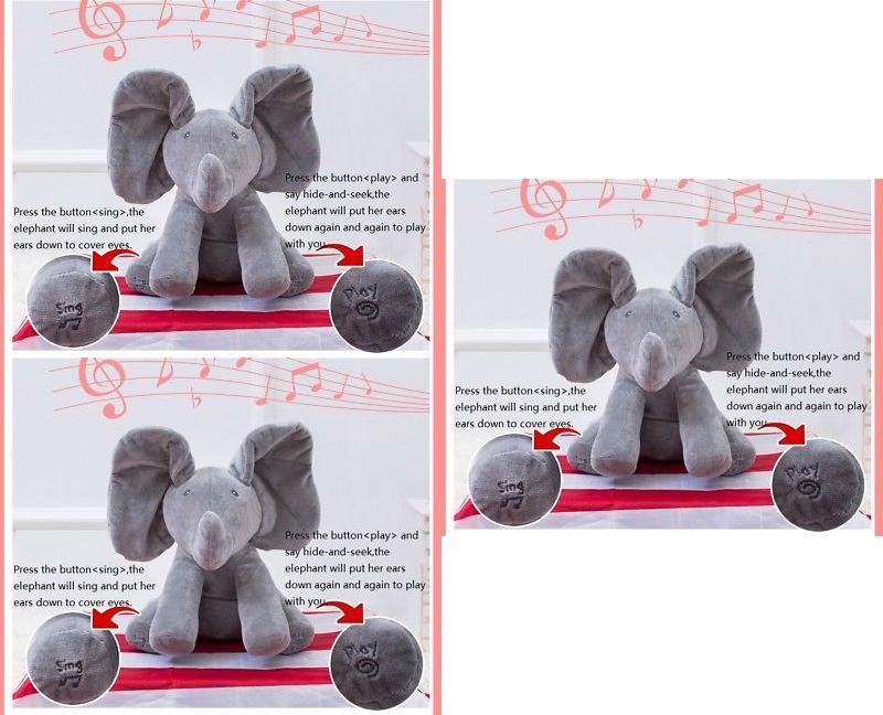 Elephant Hide And Seek Plush Stuffed Animal With Music Function For Childrens Gifts