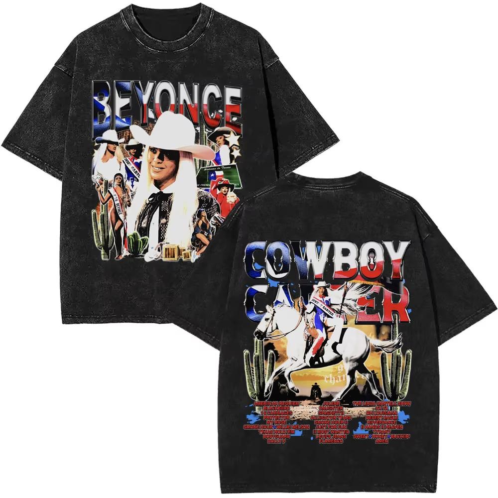 Retro Washed Beyonce Renaissance World Tour Tshirt Album Concert Music Tshirts Mens Women Casual Cotton Vintage T Shirts