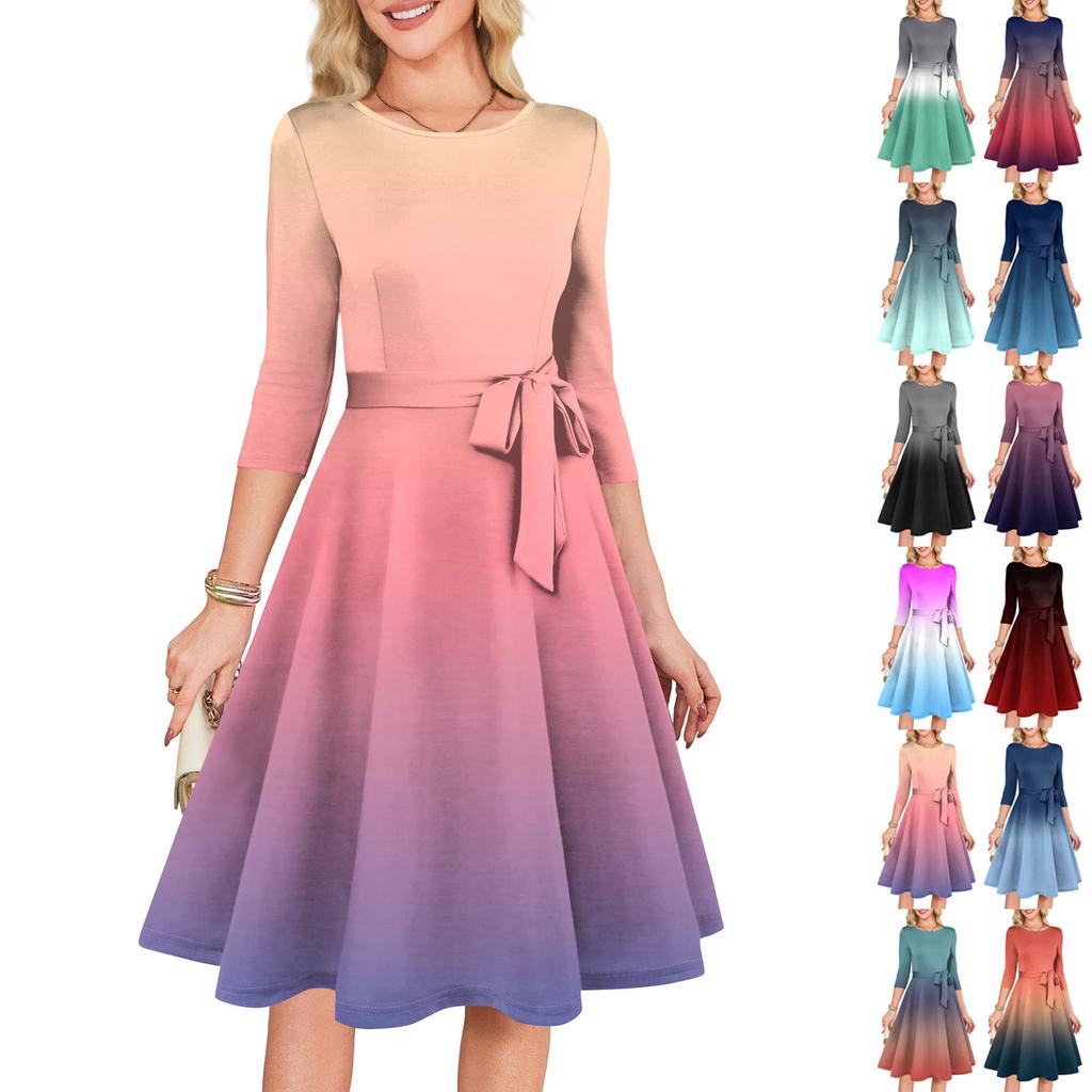 Women's Cocktail Dresses 3/4 Sleeve Vintage Wedding Guest Dress