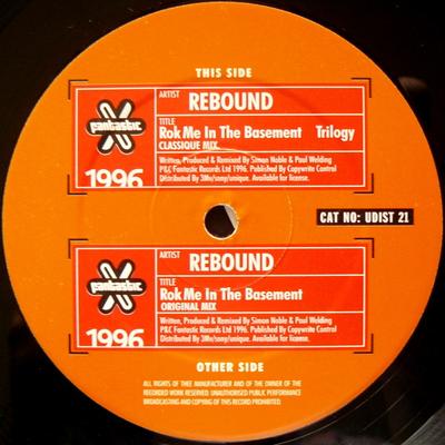 12-дюймовая пластинка REBOUND - Rok Me In The Basement UDIST21 Фантастическая запись 1996 UK Dance & Electronica Б/У