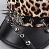Шляпа Harajuku с заклепками и леопардовым принтом, хип-хоп кепка с плоским верхом, винтажный берет Y2k для девочек