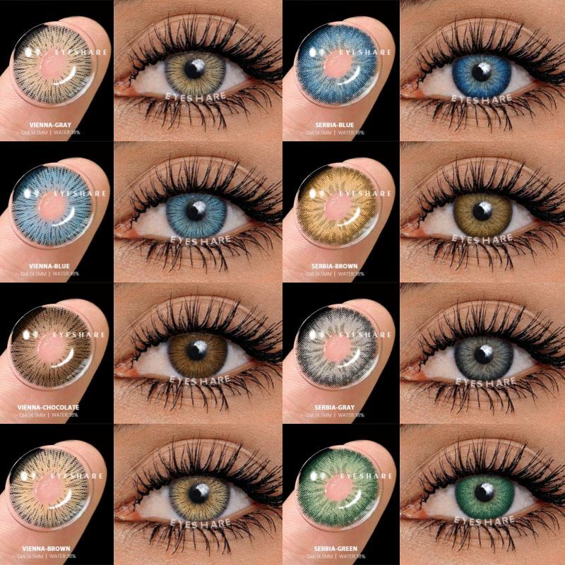 Color Contact Lenses 2pcs Colored Contact for Eyes Blue Colorful Eyes Yearly Beautiful Makeup Gray Eye Contacts Lens