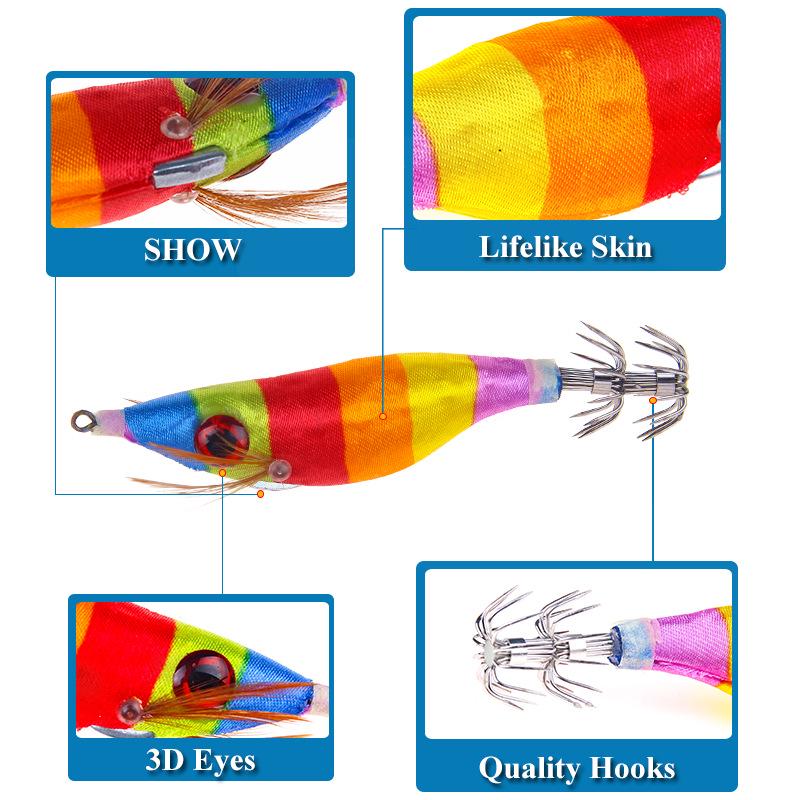 10pcs Colorful Wooden Shrimp 9.2g/10cm Imitation Fake Bait Hard Bait