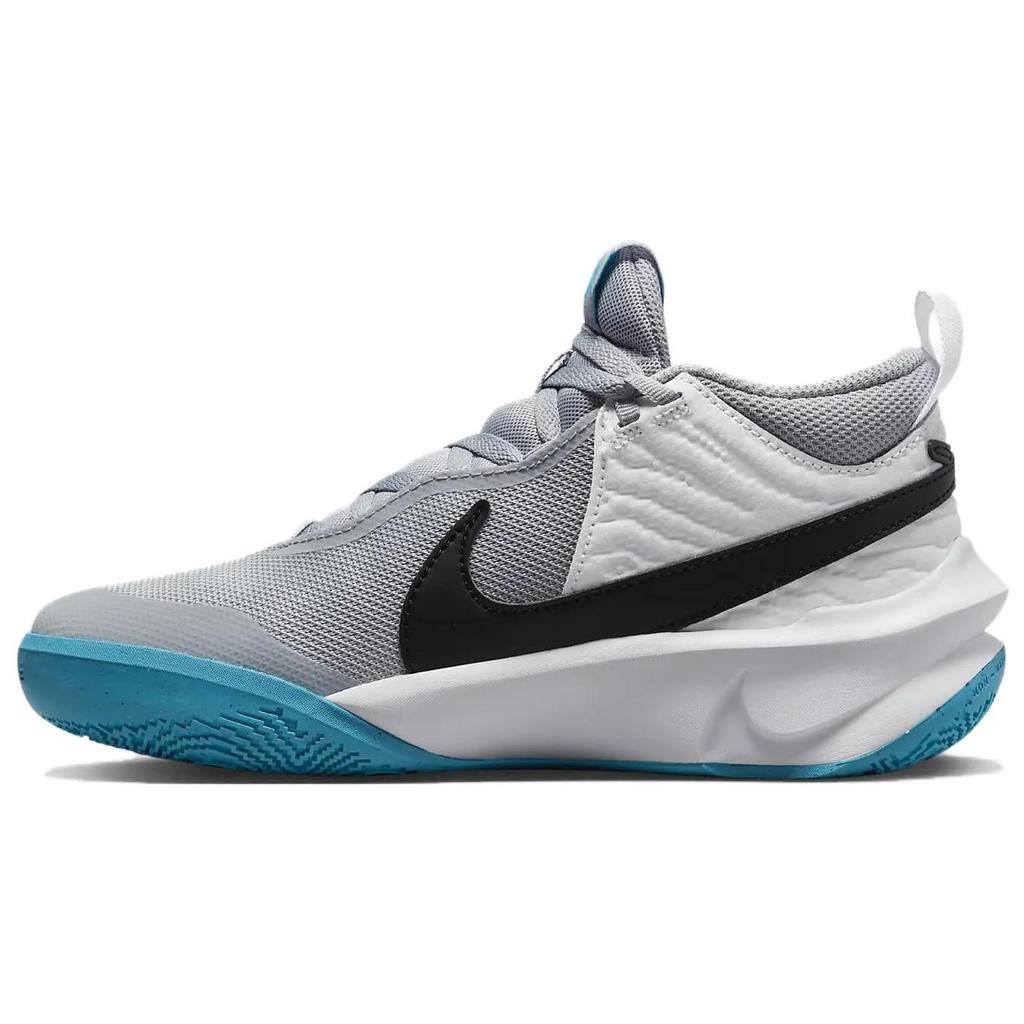 Nike Team Hustle D10 Grade School 'Grey Blue Lightning' (Unisex) White / Wolf Grey / Blue Lightning / Black Kids' Basketball Shoes CW6735 104