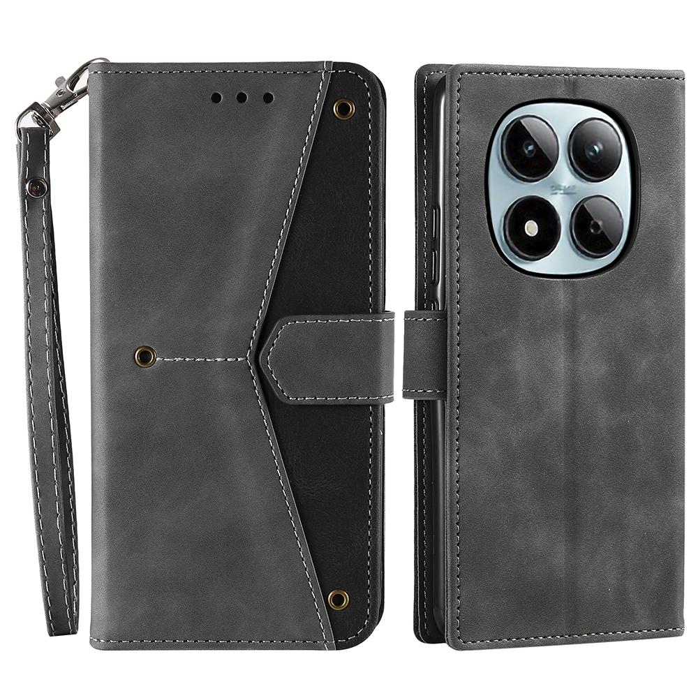 Для Xiaomi Redmi Note 15 Pro 4G (Глобальный) Кожаный чехол с прострочкой, кошелек, чехол для телефона с ремешком на запястье