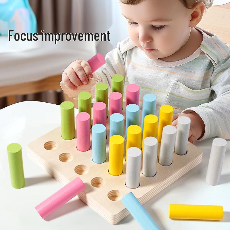 Монтессори Сенсорная Интеграция Цилиндр Колышек Игрушка: Развивающие строительные блоки для раннего обучения для детей.