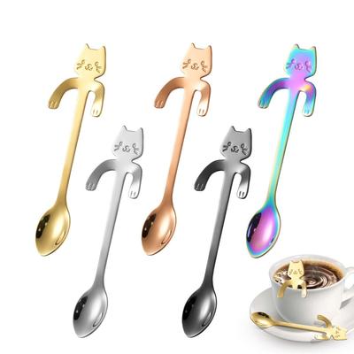 Кофейная ложка из нержавеющей стали, милая чайная ложка в форме кошки, десертная ложка для закусок, мини-ложки для мороженого