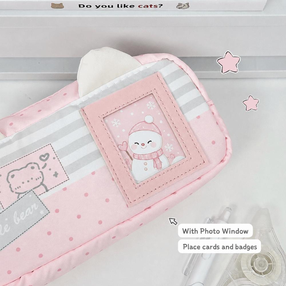Cat Ear Design Pen Bag Multi-Layer Stationery Bag Kawaii Pencil Case  Gift