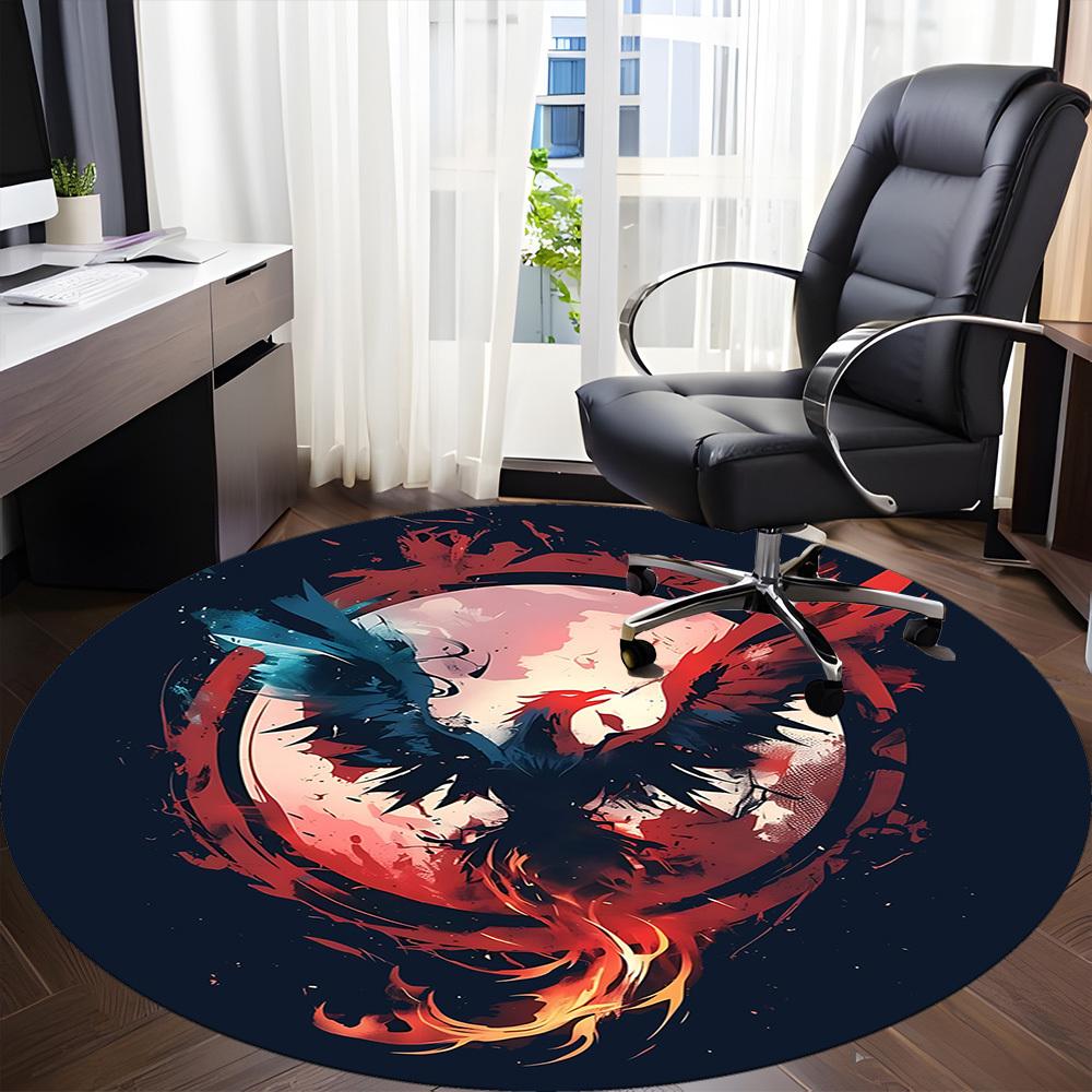 1pc Phoenix Rising Office Round Area Rug, Under Office Chairs Bedroom Living Room Home Decor, Room Deco, Available in Various Sizes