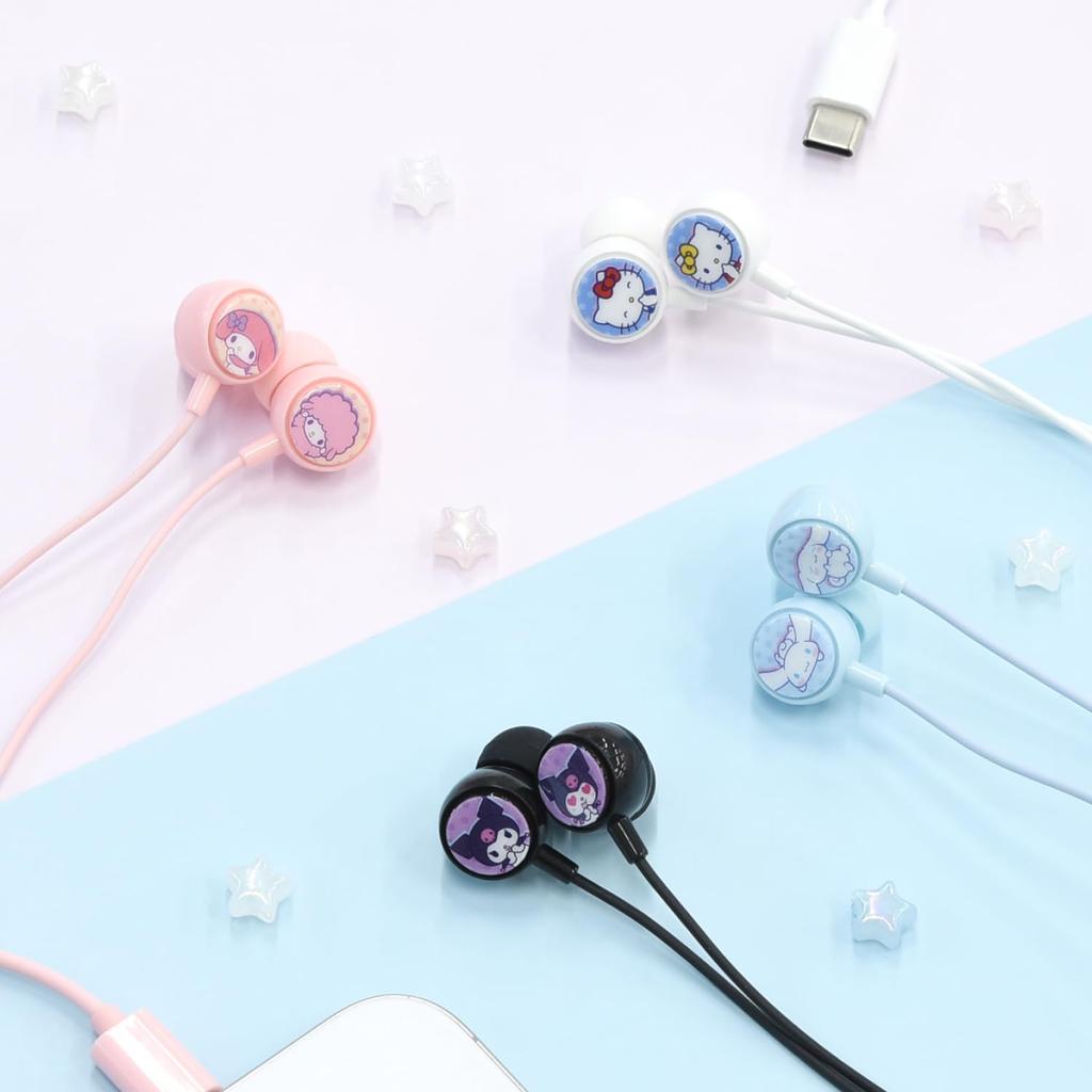 Gourmandise My Melody Stereo Earphones SANG-557MM Remote Control Micro USB Type-C Characters