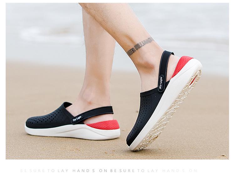 Мужские летние нескользящие дышащие туфли с отверстиями: Двойные спортивные пляжные сандалии с мягкой подошвой