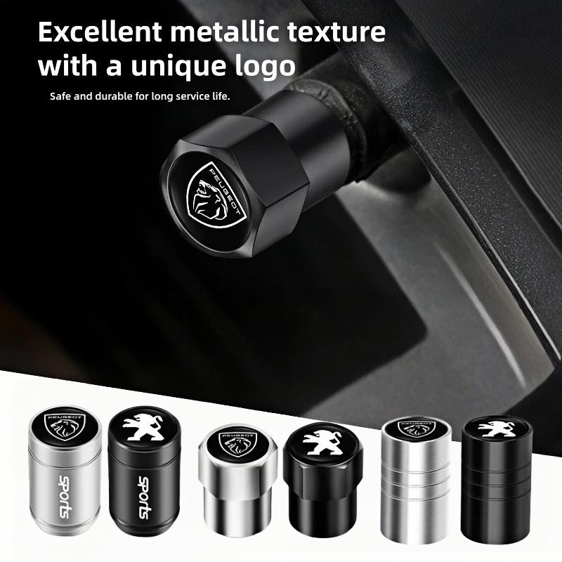4PCS Aluminum Alloy Car Tire Valve Stem Caps For Peugeot 206 207 307 308 408 508 2008 3008 5008 Wheel Dustproof Decor Covers