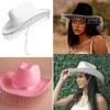 Elegant Cowboy Hat Black White Pink West Fancy Dress Cap Casual Bride Bucket Hats  Photo Props