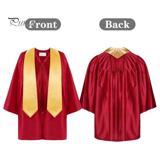 3 шт./комплект, детская выпускная форма для детского сада с кисточкой, шапочкой и шалью, V-образным вырезом, длиной до икры, длинными рукавами, застежкой-молнией, начальный выпускной халат