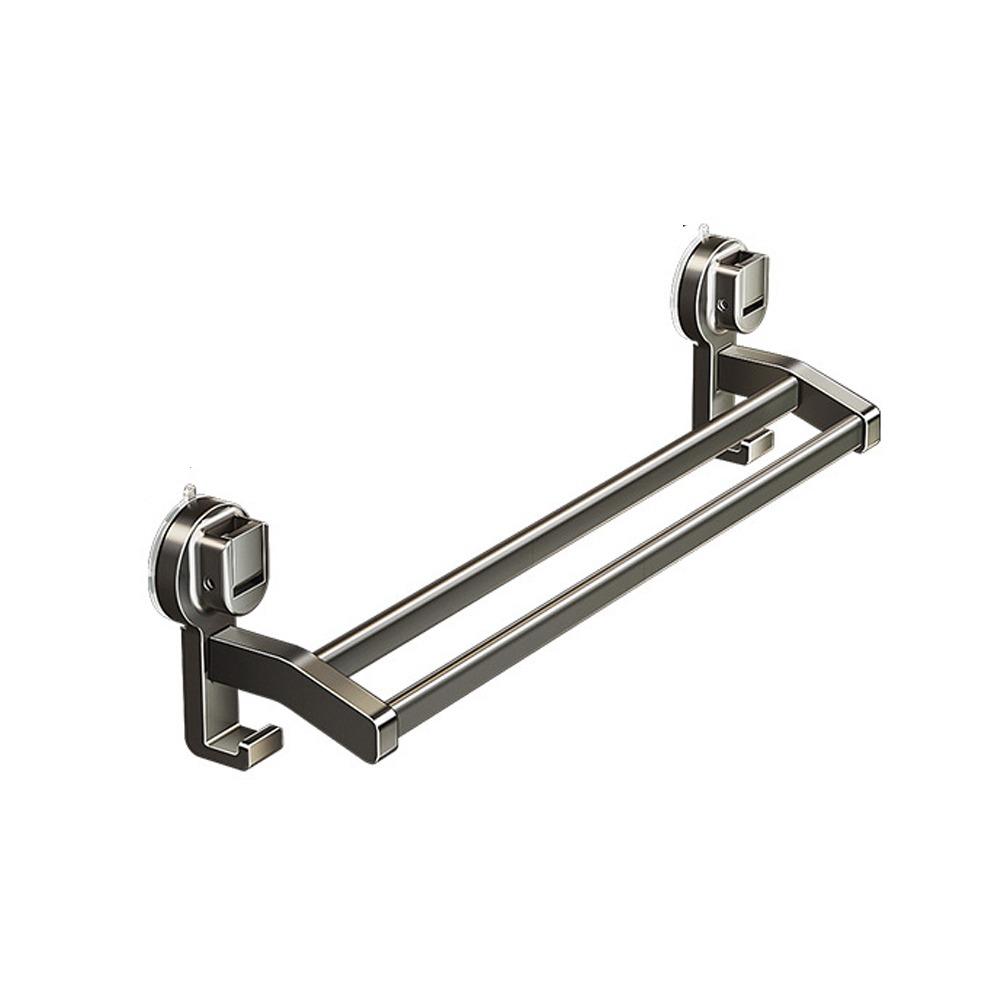 30/40/50CM Aluminum Towel Rack Grey Strong Load-bearing Wall Mounted Rack with Hook No Punching Double Pole Rack Hotel