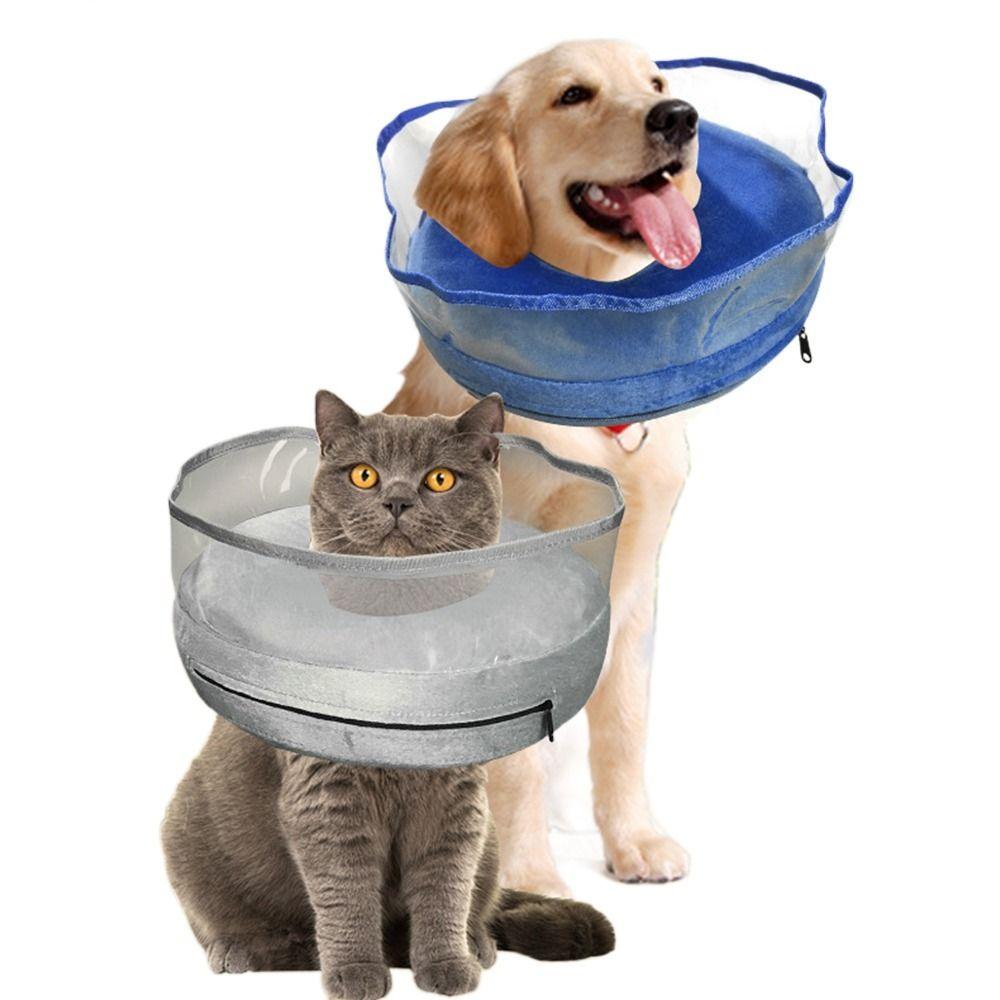 Adjustable Inflatable Dog Cone Collar Waterproof Fabric Comfortable To Wear Soft Dog Neck Donut Removal