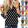 Women's T Shirt Tee Button Print Long Sleeve Daily Weekend Fashion Basic V-Neck  Basic Tops Pullover
