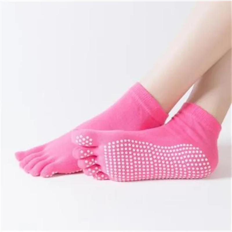 Women Sports Yoga Socks Anti-slip Five Fingers Silicone Non-slip 5 Toe Socks Ballet Gym Fitness Sports Cotton Socks