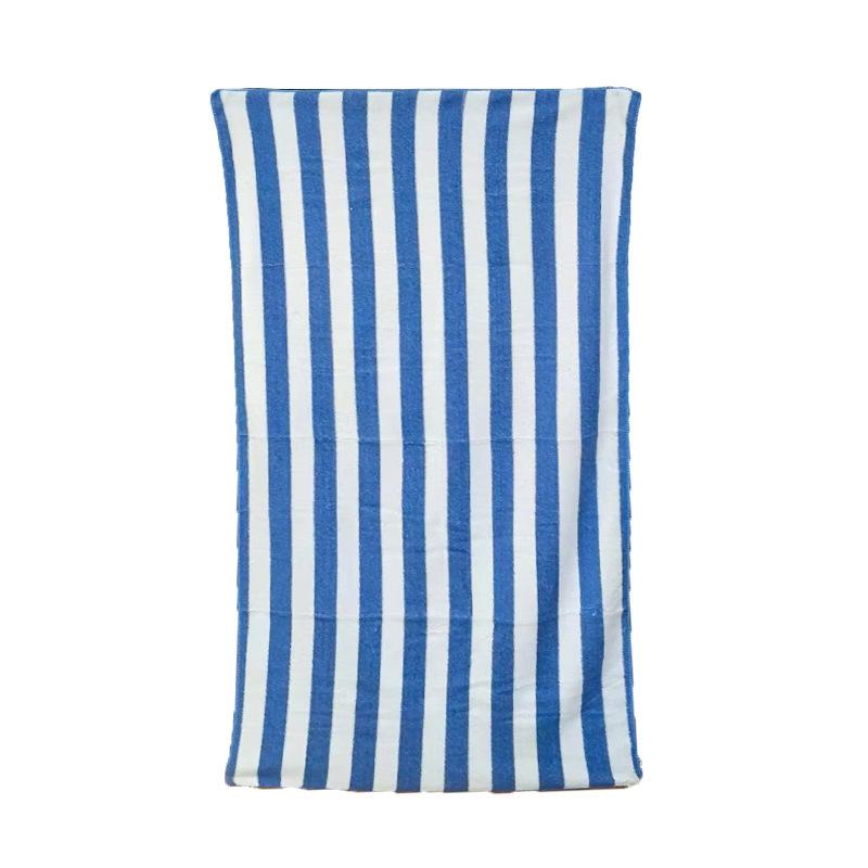 Premium Microfiber Blue White Stripe Sports Towel Fast Drying Absorbent Beach Towel For Seaside Vacation And Outdoor Use