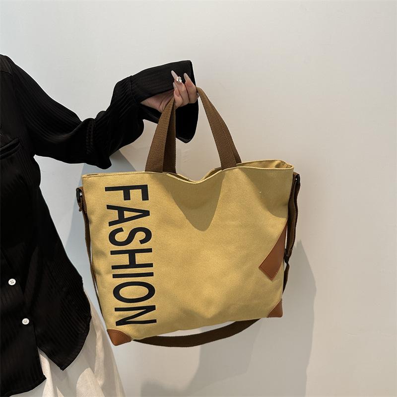 Новинка 2024 года, модная повседневная сумка большой емкости, универсальная парусиновая сумка через плечо, сумка для покупок