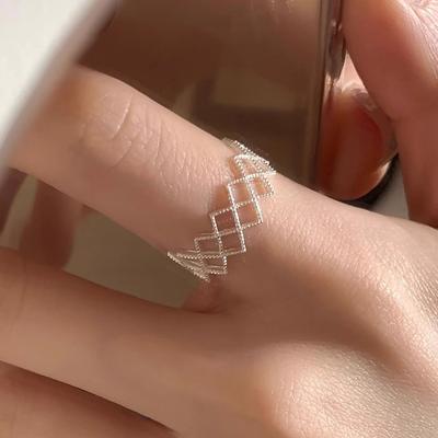 925 Silver Geometry Rings For Women Hollow Out Versatile Line Minimalism Jewelry Gift